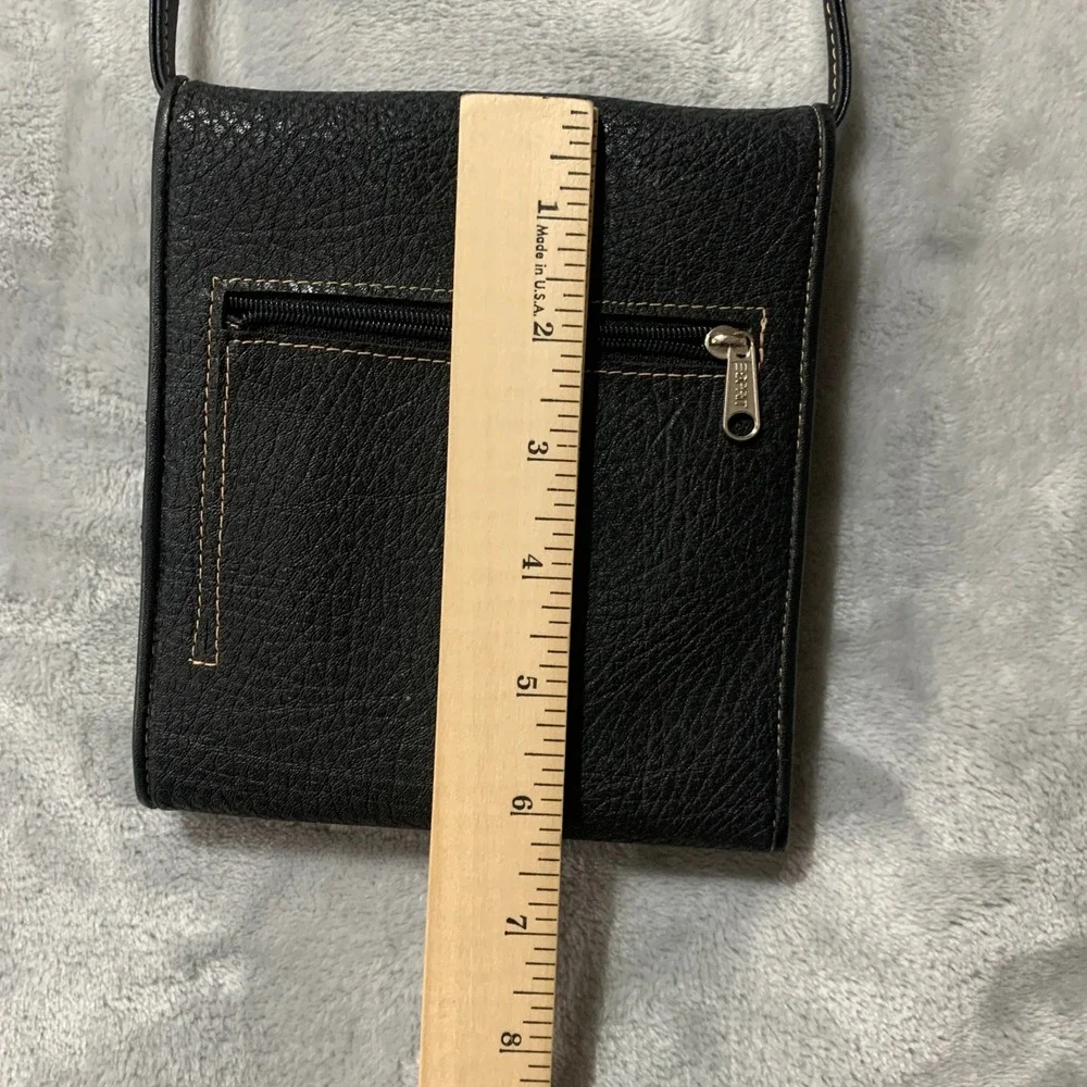 Esprit Black Crossbody Wallet Bag‎ Organizer Multi Compartment Small Purse Vtg